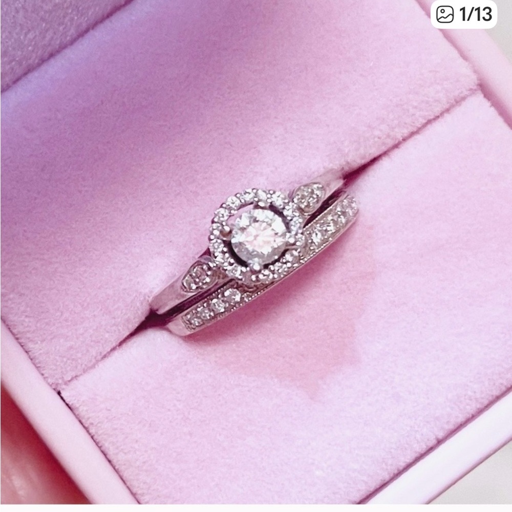 Elegant white gold 14k solid gold Ring Set